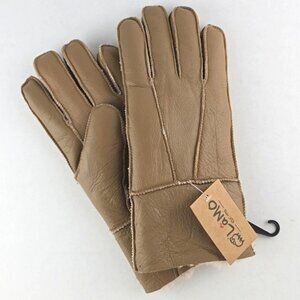 LAMO Women's Tan 100% Premium Australian Sheepskin Genuine Leather Gloves Size L